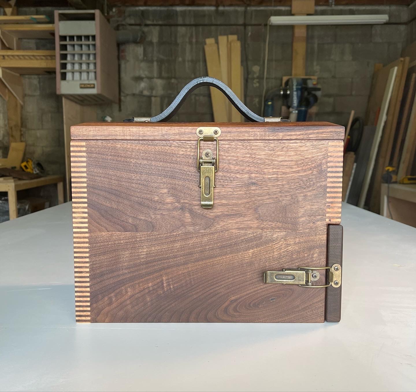 custom picnic box with maple finger joints.